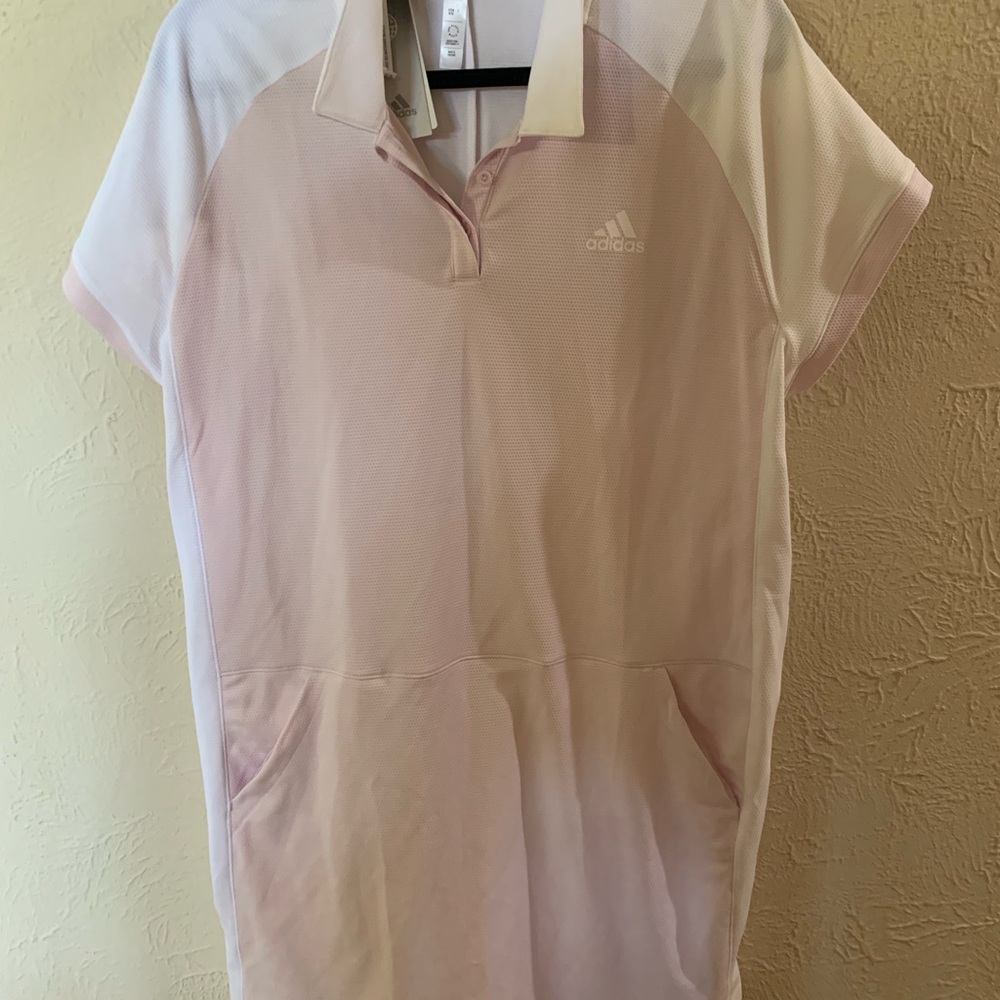 Adidas Pink and White Polo Dress